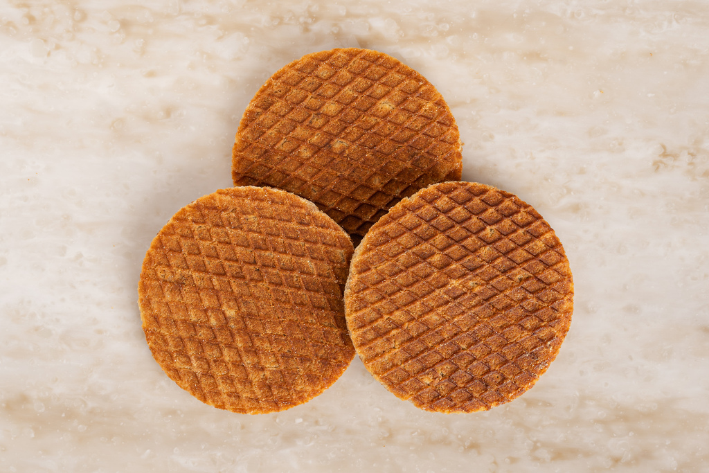 Traditional dutch waffles with syrup